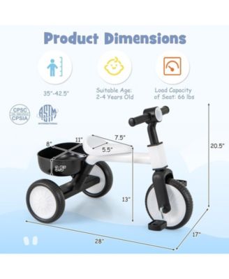 Toddler Convertible Trike with 86° Limited Steering Angle and Carbon Steel Frame