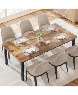 Industrial Dining Table for 68 People, 78.7" Long Kitchen Table, Wood Dining Table, Kitchen & Dining Room Table