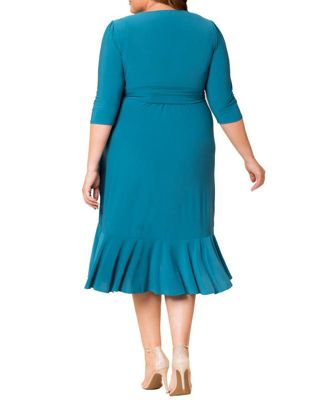 Women's Plus Size Whimsy Ruffled Midi Wrap Dress