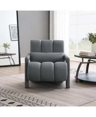Linen Accent Chair with Pillow, Grey