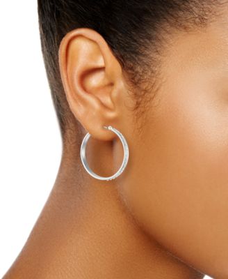 Diamond Accent Fascination Hoop Earrings in 14k White Gold (1-1/4")