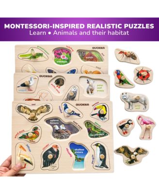 8XSET Wooden Puzzles for Toddlers 2-4 with Rack - Alphabet, Numbers