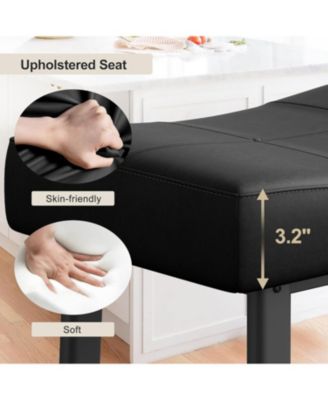 Set of 2 Ergonomic 24" Counter Height Bar Stools with Curved PU Leather Seat, Metal Frame, Integrated Footrest, Supports 240 lbs