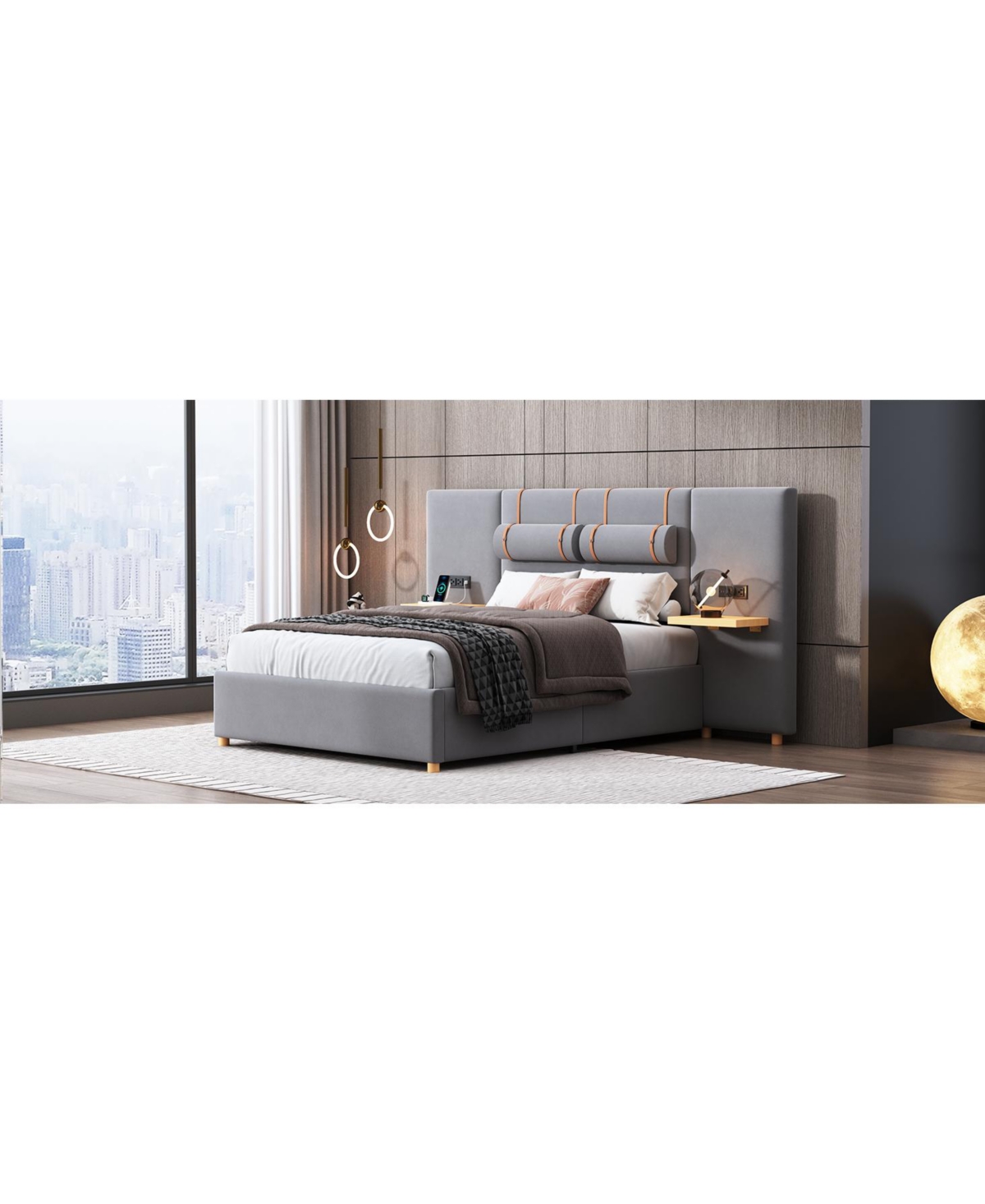 Slickblue Platform Bed with Two Outlets and Usb Charging Ports on Both Sides for Ultimate Convenience