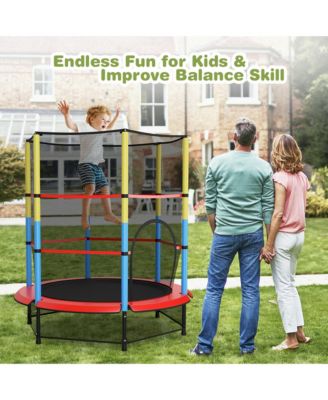 55'' Kids Trampoline Recreational Bounce Jumper W/Safety Enclosure Net Heavy-duty