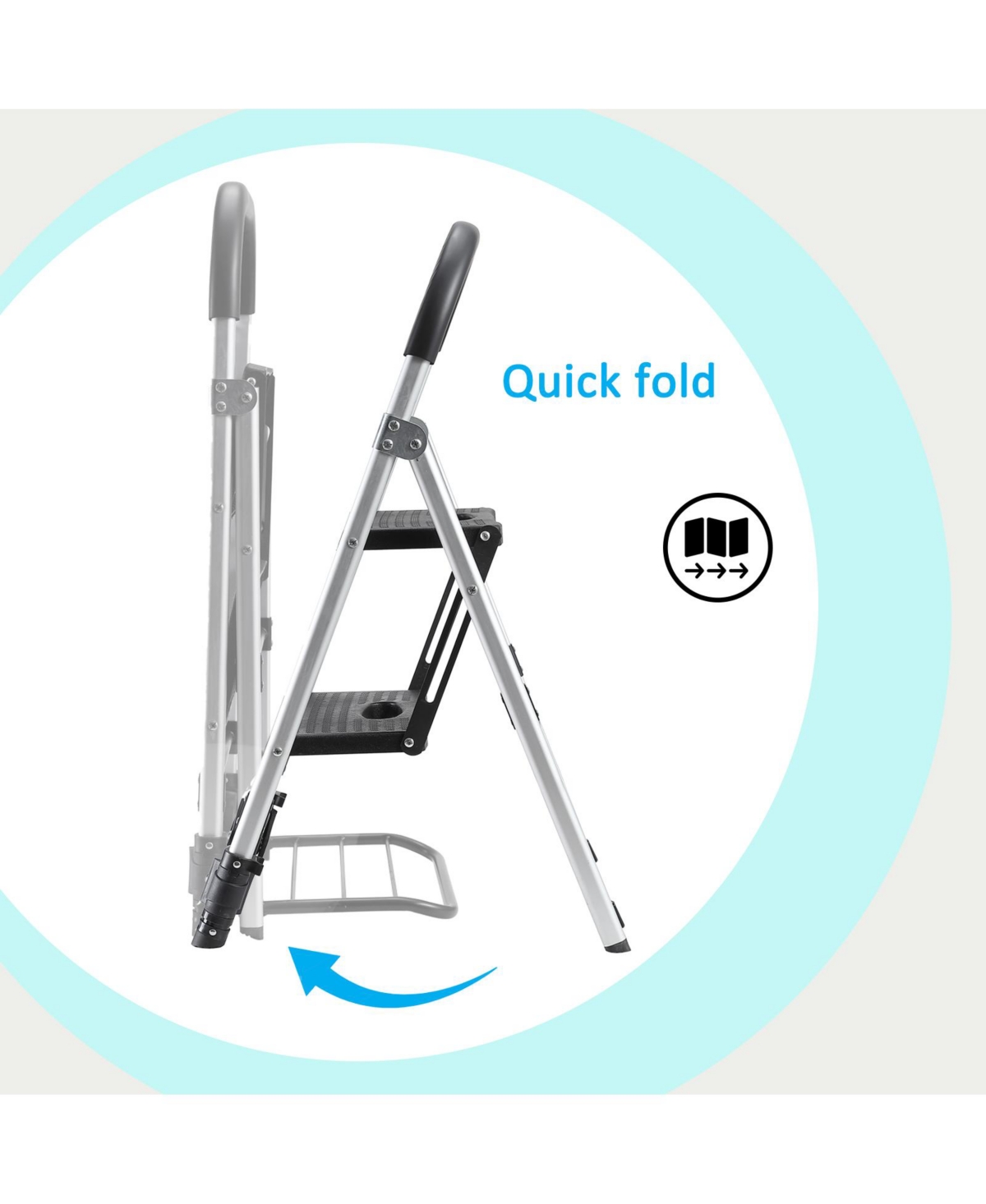Flynama Portable 4 in. 2 Step Ladder Folding Step Stool, Folding Dual-Purpose Stair Car Tpr Wheels Load Capacity lbs.