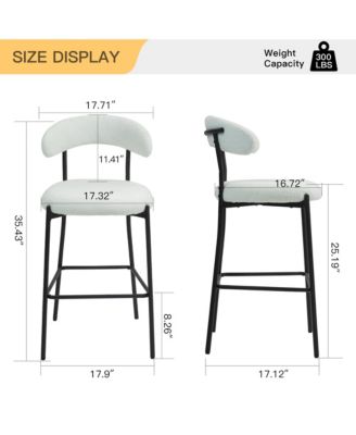 26" Counter Bar Stools with Fabric and Black Base