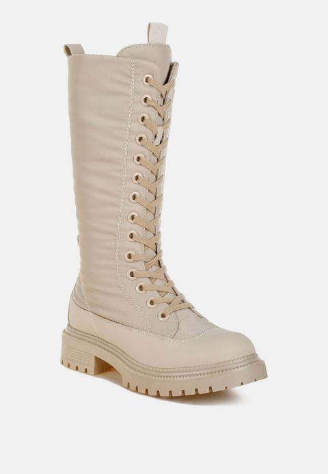 Женские ботинки London Rag Argi Anti-Skid Lace-Up Combat, цвет: Бежевый гладкий