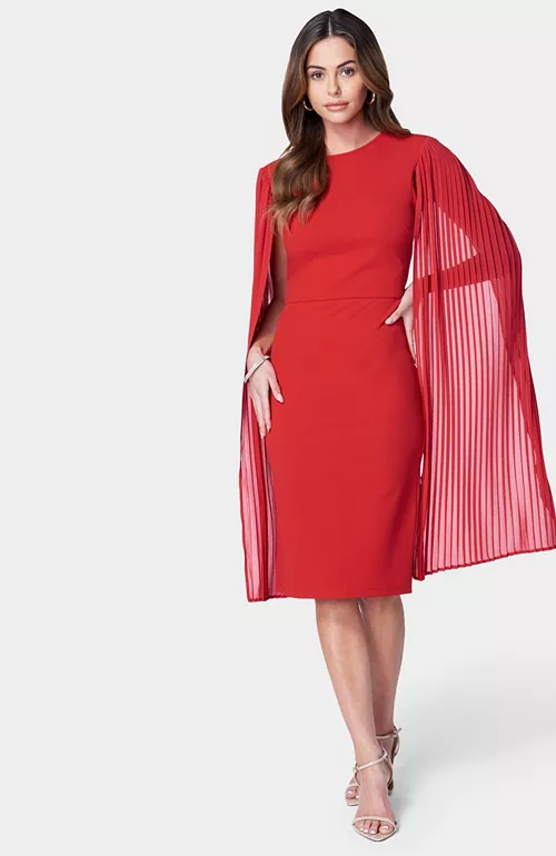 women's cape sleeve midi dress