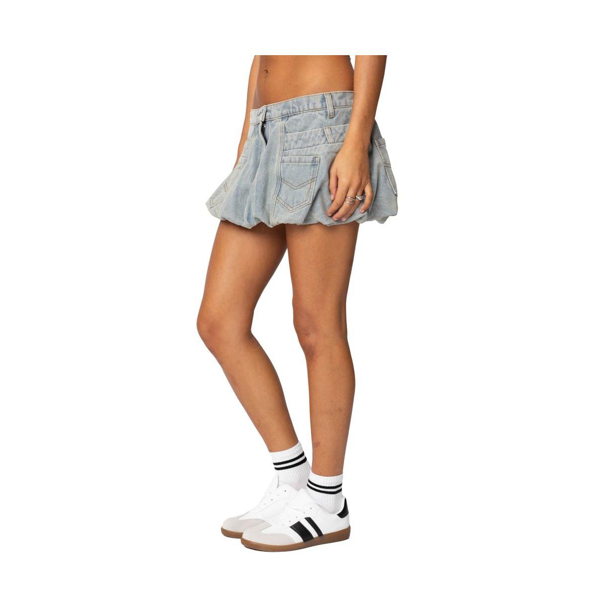 Edikted Women's Jodi Denim Bubble Mini Skirt - Blue-washed