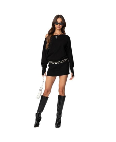 Женское платье Edikted Eve Off Shoulder Knit Mini, цвет: Чёрный