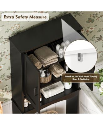 23.62 in. W x 65.39 in. H x 8.27 in. D Over The Toilet Storage with Adjustable Shelves for Bathroom and Laundry