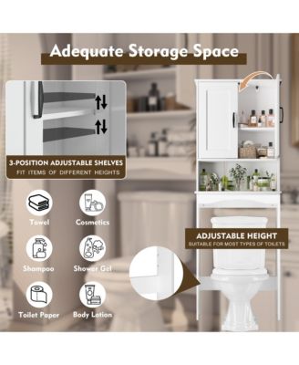23.62 in. W x 65.39 in. H x 8.27 in. D Over The Toilet Storage with Adjustable Shelves for Bathroom and Laundry