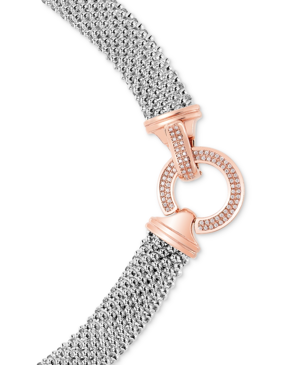 Diamond Pave Circle Clasp Mesh Link 18