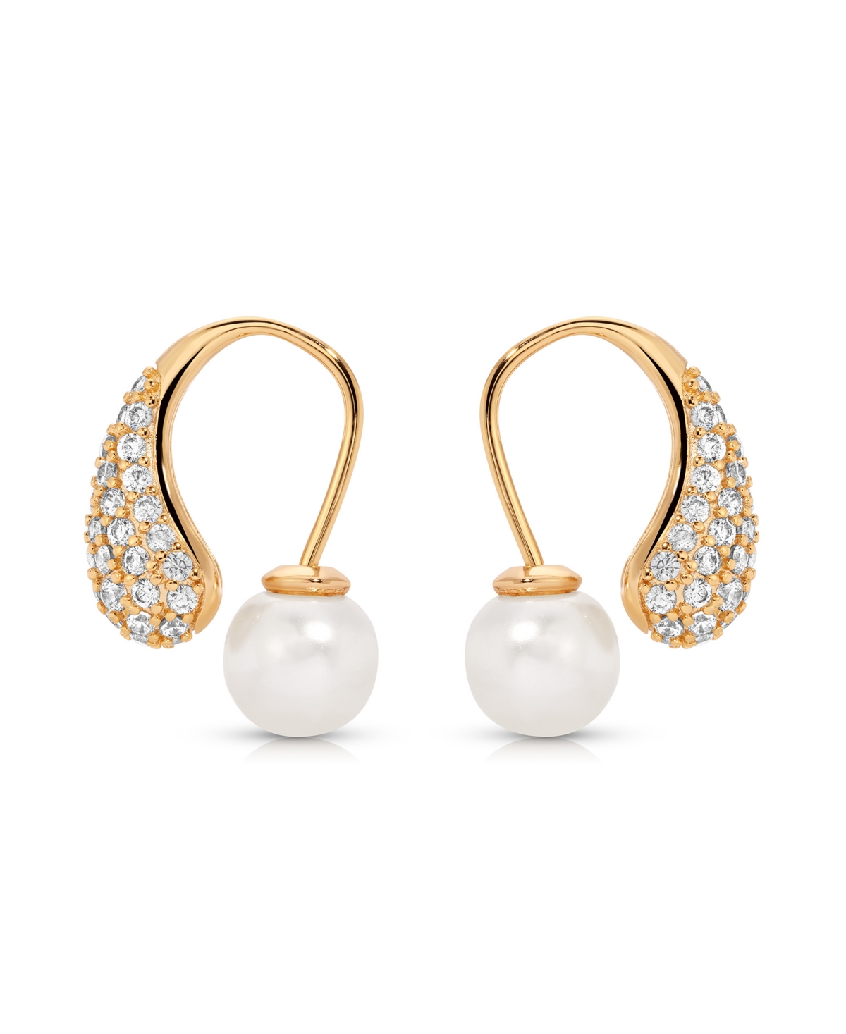 Ettika Hooked Pave And Mother Of Pearl Drop Earrings In Gold