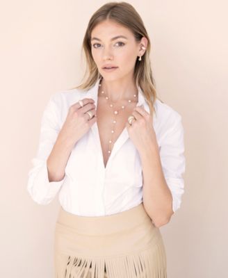 Dripping Mother of Pearl Lariat Necklace