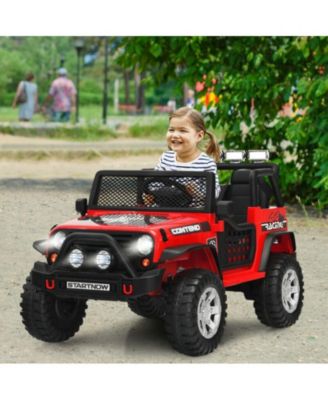 12V Kids Remote Control Electric Ride On Truck Car with Lights and Music -Red