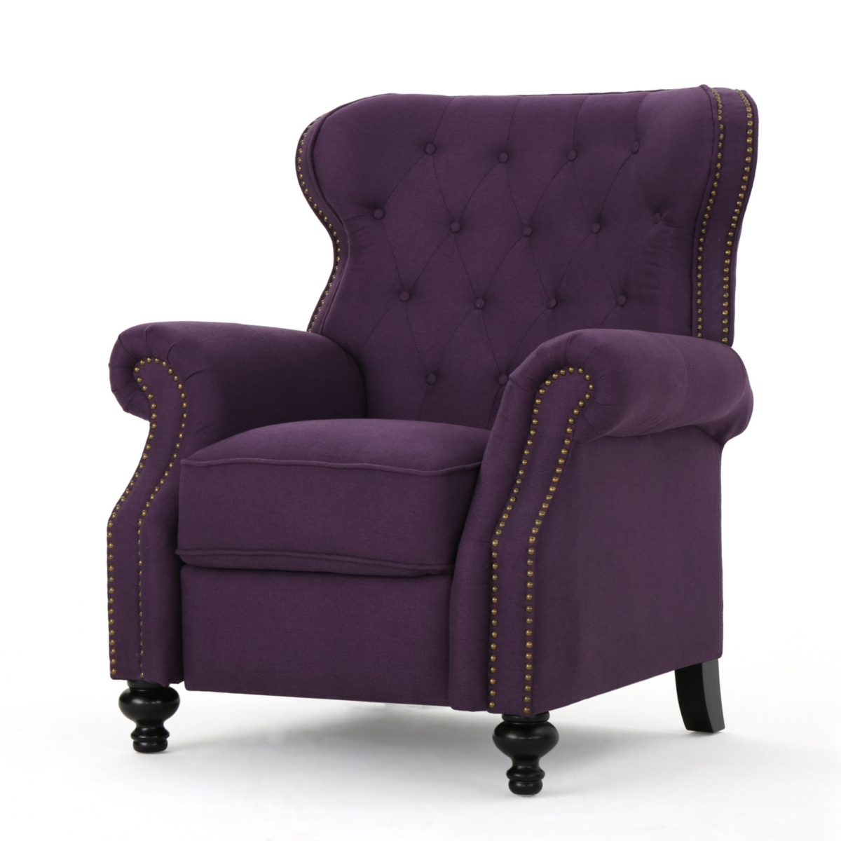 Streamdale Furniture Accented Push Back Recliner Chair With Rolled Arms  Enjoy Cocooning Comfort - Plum