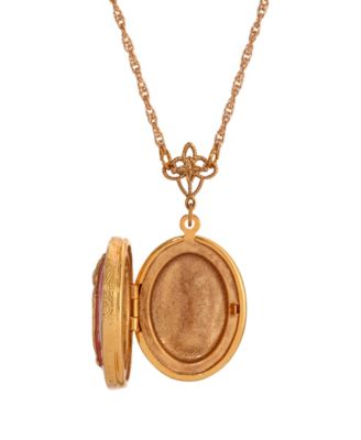 Enamel Oval Cat Locket Necklace