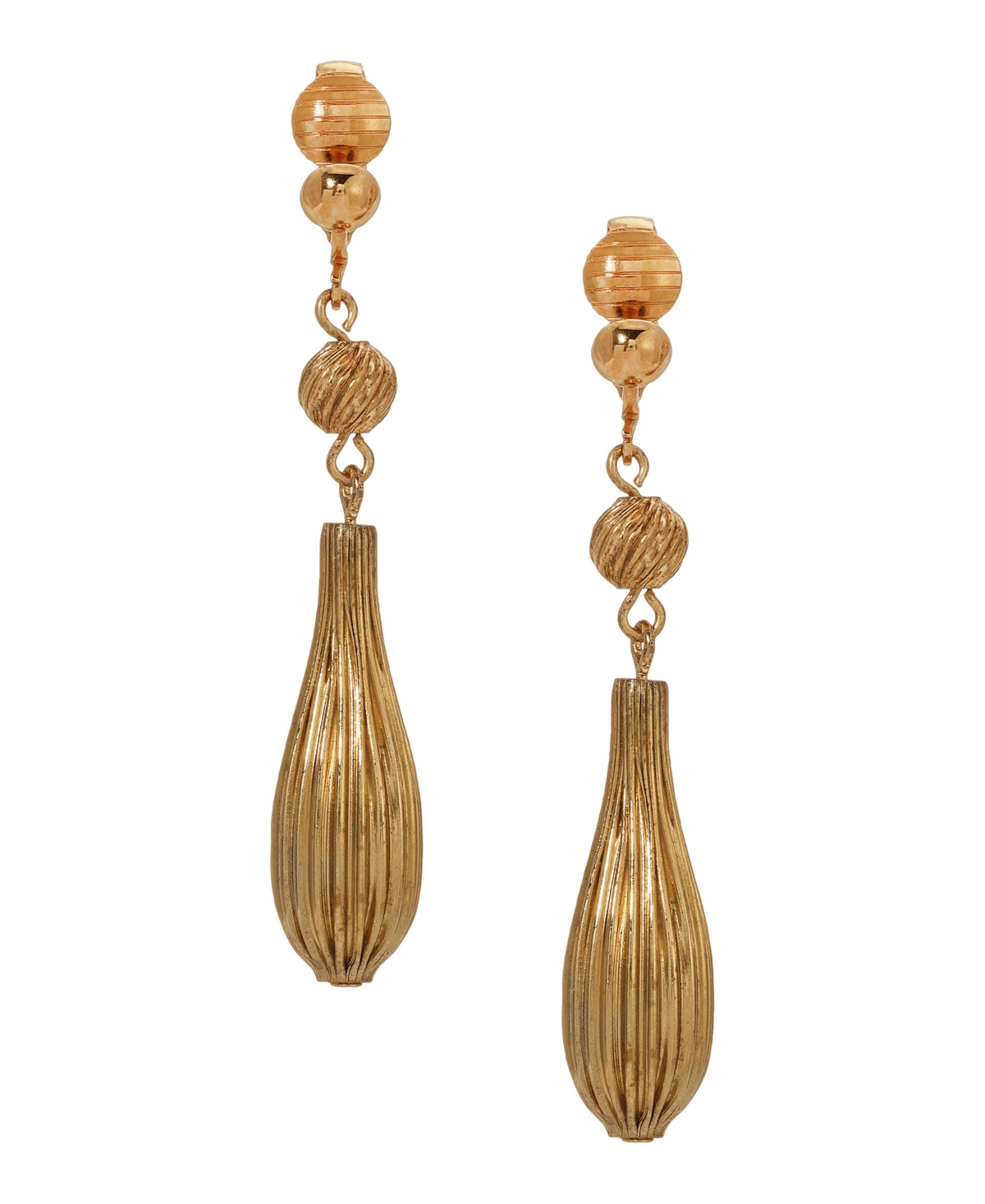 2028 Textured Elongated Clip Earrings In Yellow