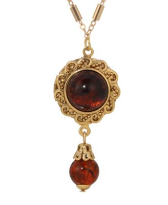 Round Glass Stone Locket Necklace