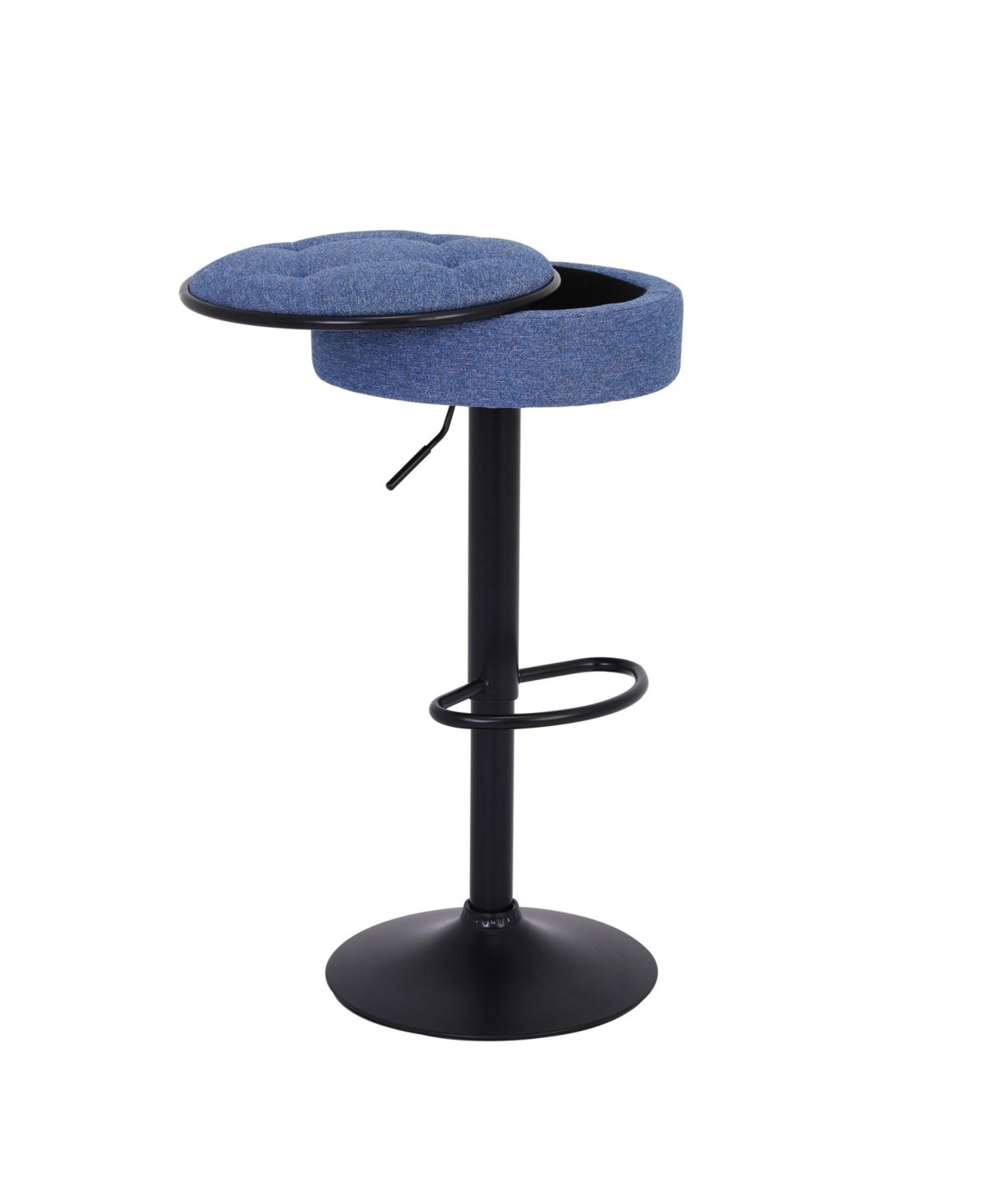 Streamdale Furniture Round Storage Bar Stool Set of 2,Linen Height Adjustable Barstool, 360Counter Height Swivel Stool, Armless Bar Chair with M