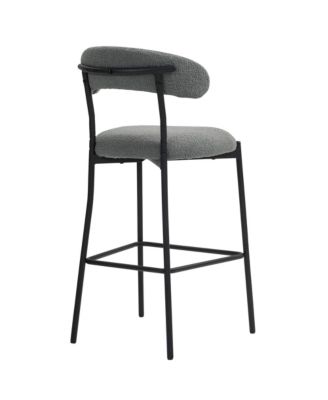 26" Counter height bar stools Teddy fabric cover kitchen island counter bar stool with black powder coating base and footrest(Grey)