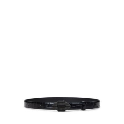 Lauren Ralph Lauren - Women's Embellished-Buckle Croc-Embossed Belt