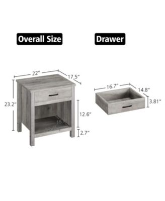 Farmhouse Square Nightstand, Bedside Table End Table for Bedroom Nursery Living Room, End Table with Storage Drawer