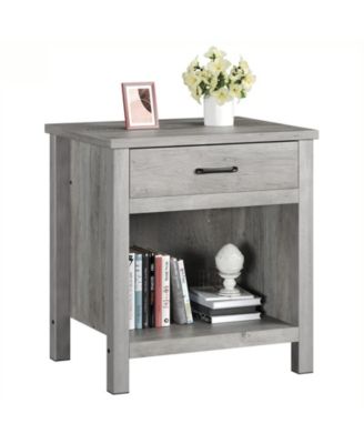 Farmhouse Square Nightstand, Bedside Table End Table for Bedroom Nursery Living Room, End Table with Storage Drawer