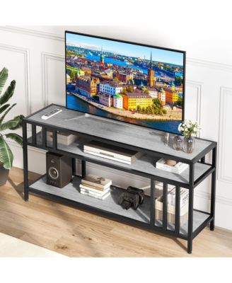 65'' TV Stand for TV up to 65 Inches, Entertainment Center with Open Storage Shelves