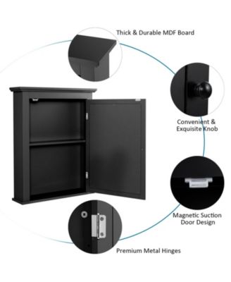 Wall Mounted Bathroom Mirror Cabinet with 5-level Height-adjustable Shelf