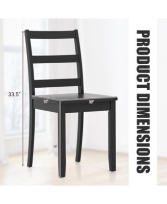 Set of 2 Wood Dining Chairs with Solid Rubber Wood Legs-Black