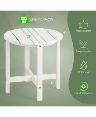 18 Inch Round Weather-Resistant Adirondack Side Table-White