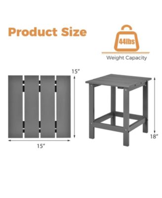 15 Inch Patio Square Wooden Slat End Side Coffee Table for Garden-Gray