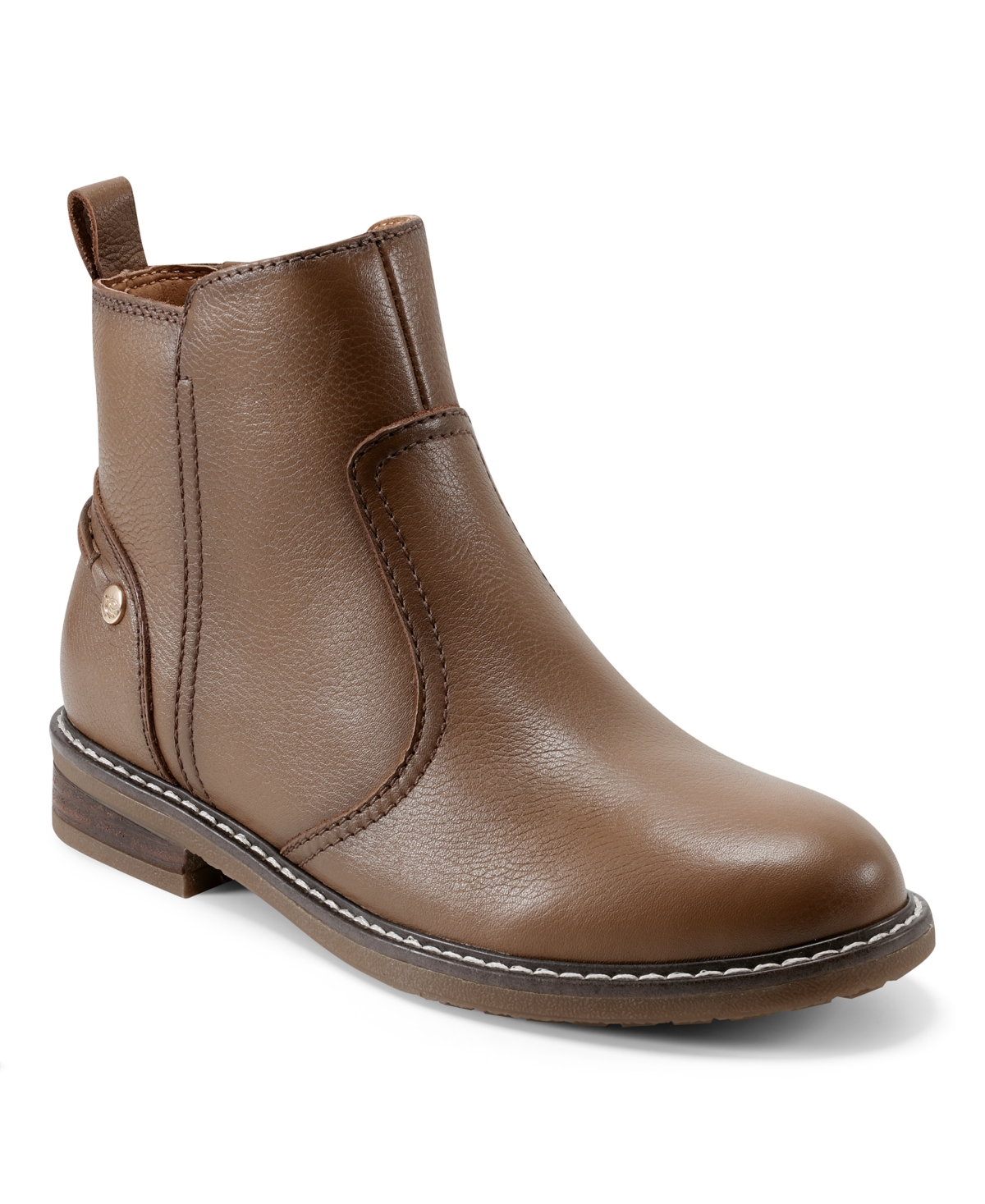 Shop Easy Spirit Women's Eflex Juna Block Heel Casual Booties In Dark Taupe Leather