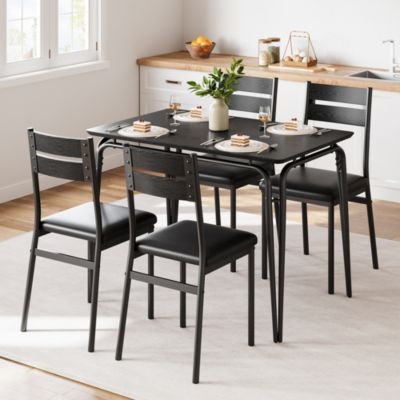 5 Piece MDF Dining Table for 4, Small Table and Chairs Set of 5, Dinette Set for 4