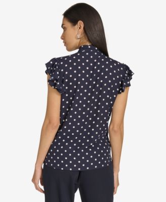 Women's Ruffle-Sleeve Bow Blouse