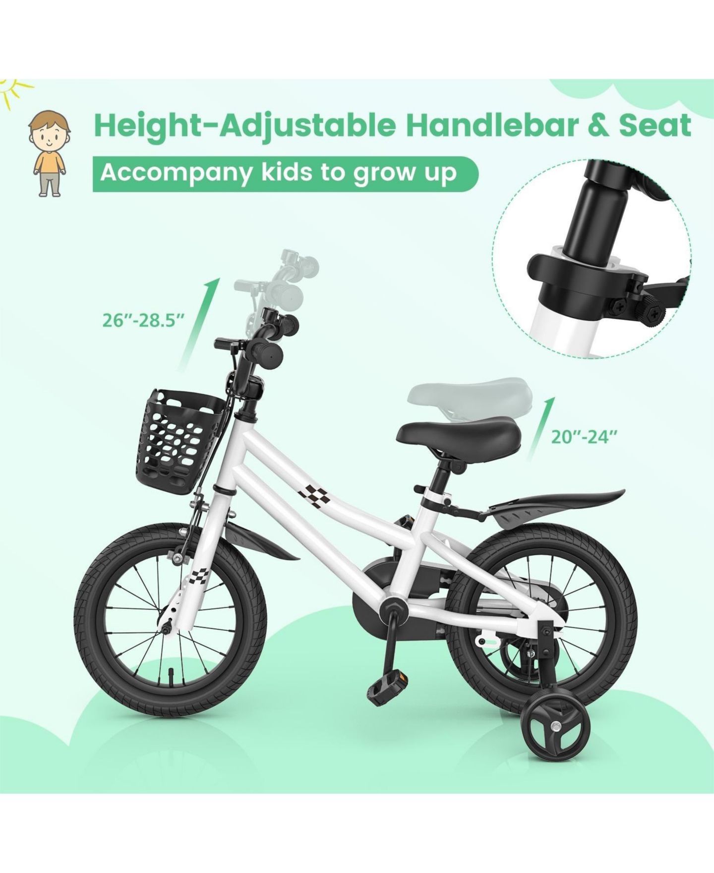 Детская игрушка HONGGE 14 Inch Kids Bike with 2 Training Wheels for 3-5 Years Old — фото 2
