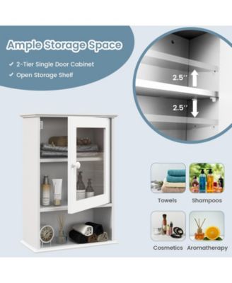 Bathroom Wall Mounted Adjustable Hanging Storage Medicine Cabinet-White