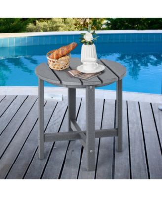 18 Inch Round Weather-Resistant Adirondack Side Table-Gray