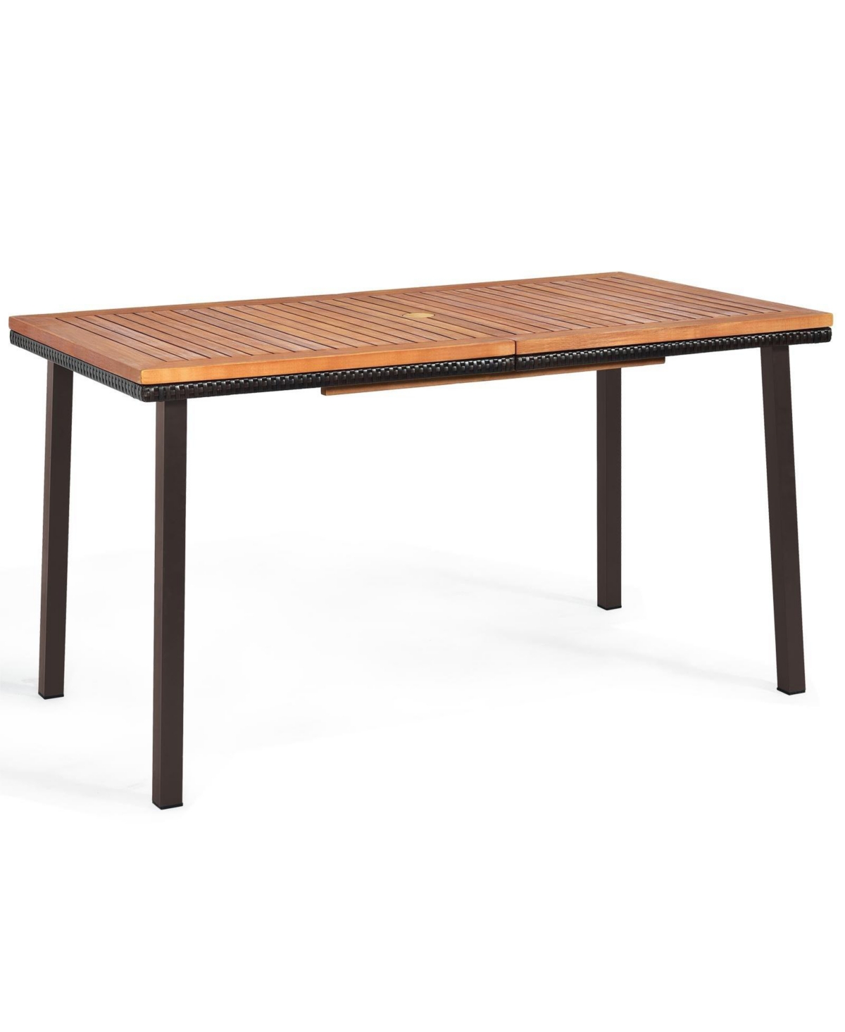 Sugift Patio Acacia Dining Table with Umbrella Hole