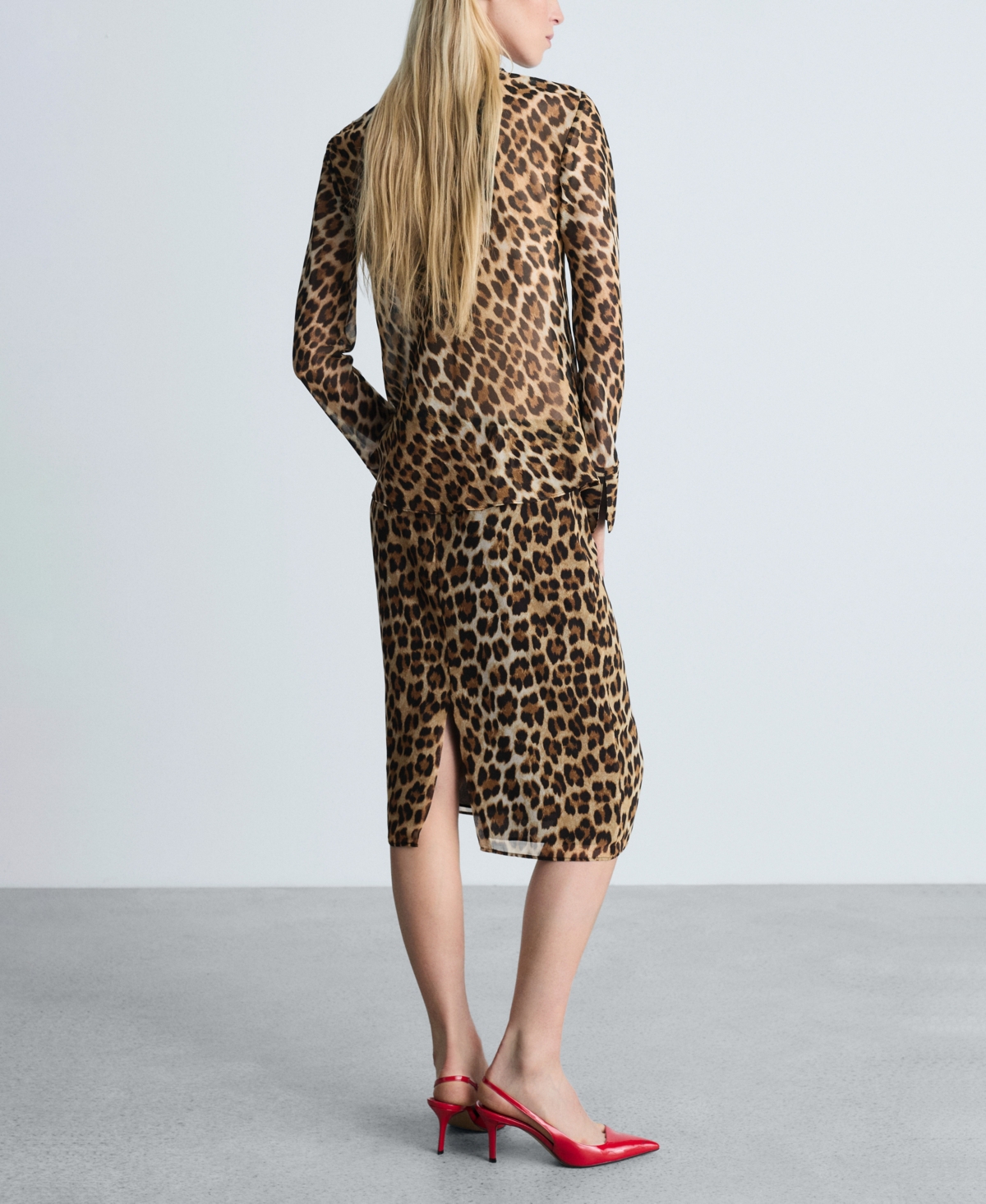Mango Women's Leopard Midi Skirt In Brown