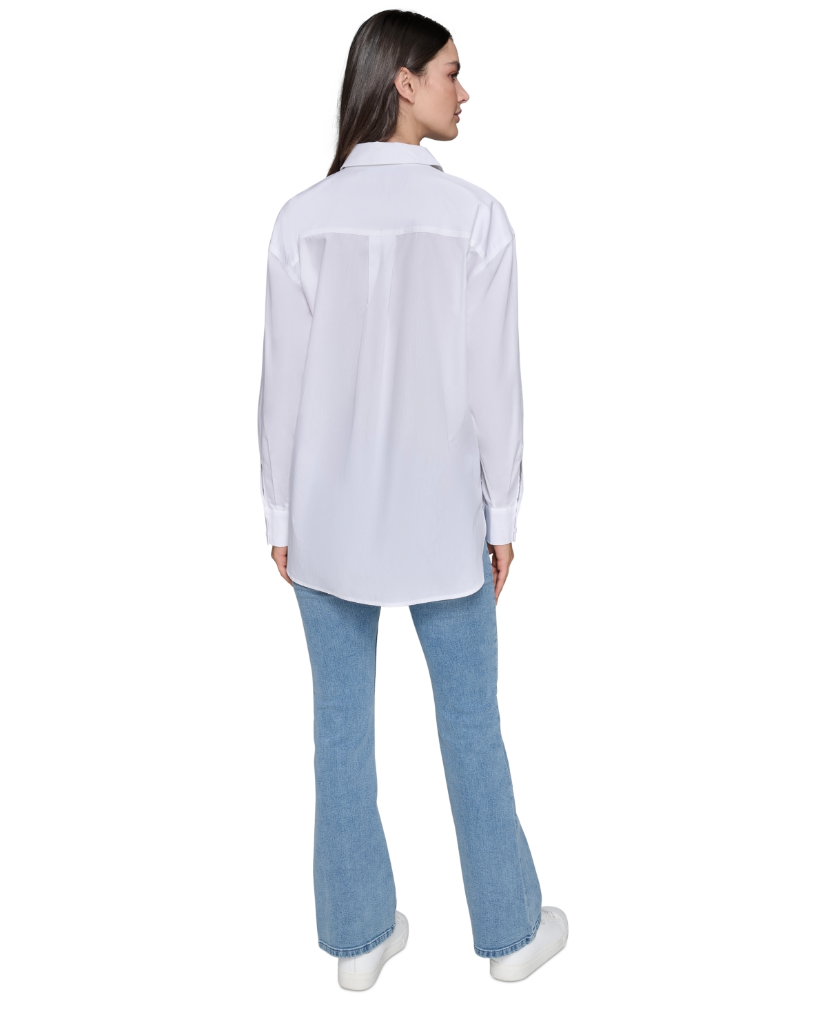 Karl Lagerfeld Paris Women's Poplin Embellished Button-Down Top