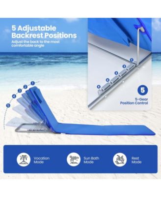 3 Pieces Beach Lounge Chair Mat Set 2 Adjustable Lounge Chairs with Table Stripe-Blue