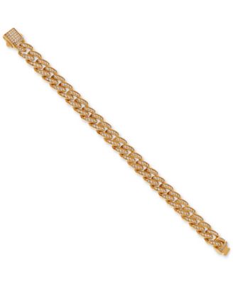 Men's Miami Cuban Link Cubic Zirconia Bracelet in Gold-Tone Ion-Plated Stainless Steel