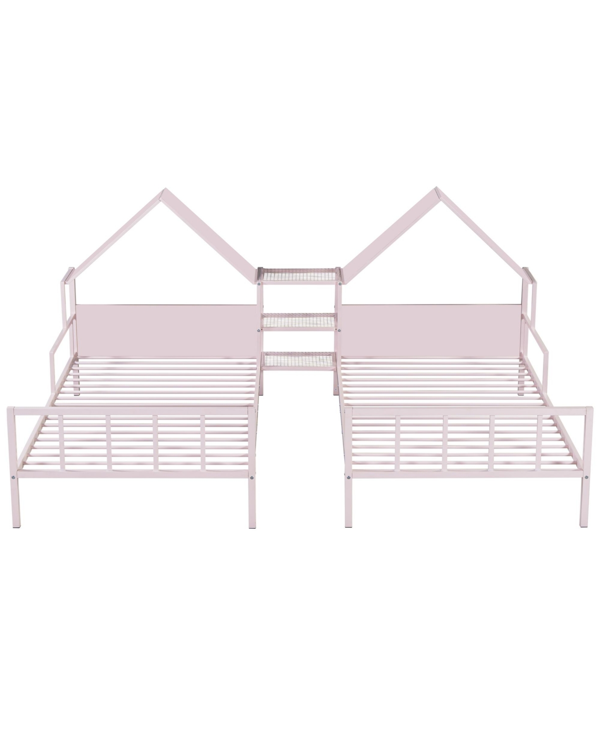 Slickblue Double Twin Size Platform Bed with House-Shaped Headboard & Built-In Nightstand Stylish & Functional