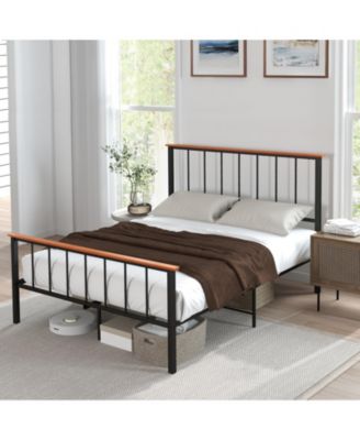 Queen Bed Frame with Headboard and Footboard-Queen Size