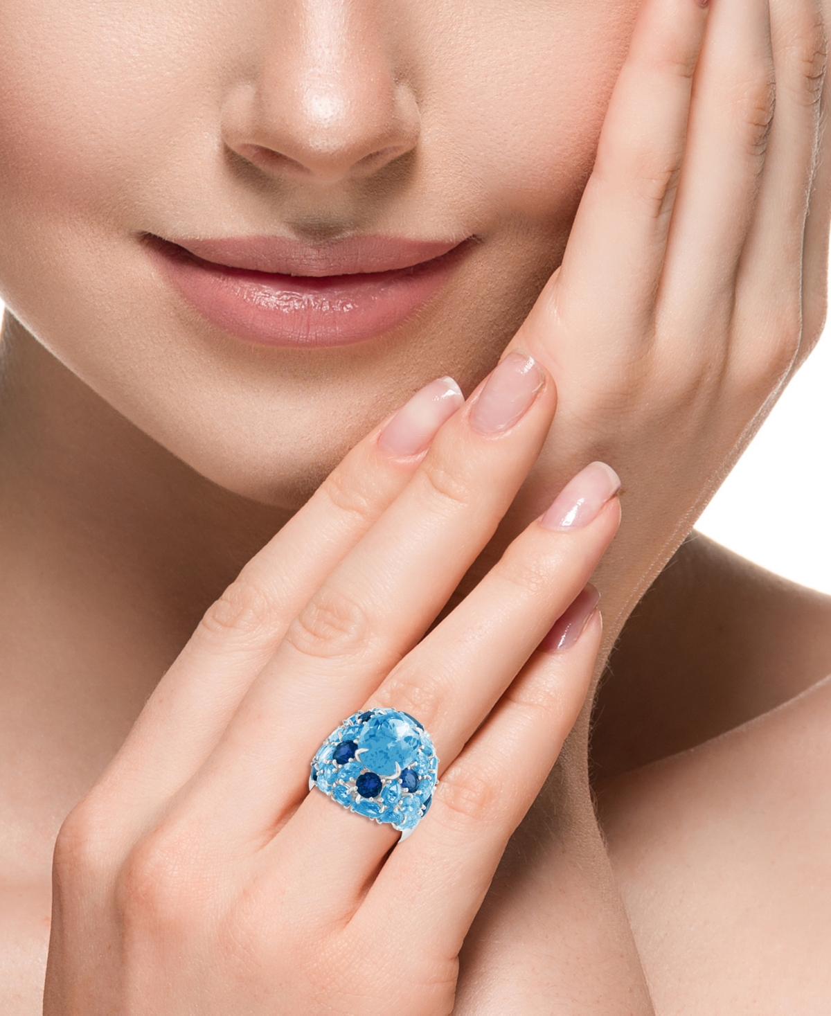 Shop Effy Collection Effy Blue Topaz (18 Ct. T.w.) & London Blue Topaz (3 Ct. T.w.) Cluster Ring In Sterling Silver (also