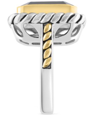 EFFY&reg; Onyx Rope-Framed Statement Ring in Sterling Silver & 14k Gold-Plate